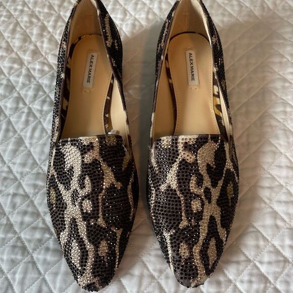 Alex Marie new without beaded animal print loafers,‎ brown tan, size 6 - Picture 4 of 14